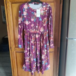 NWT Floral Long Sleeve Dress - Purple